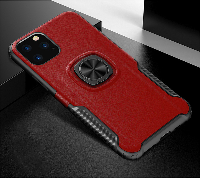iPhone 11 Pro (5.8in) RING Stand PU Leather Design Case (Red)